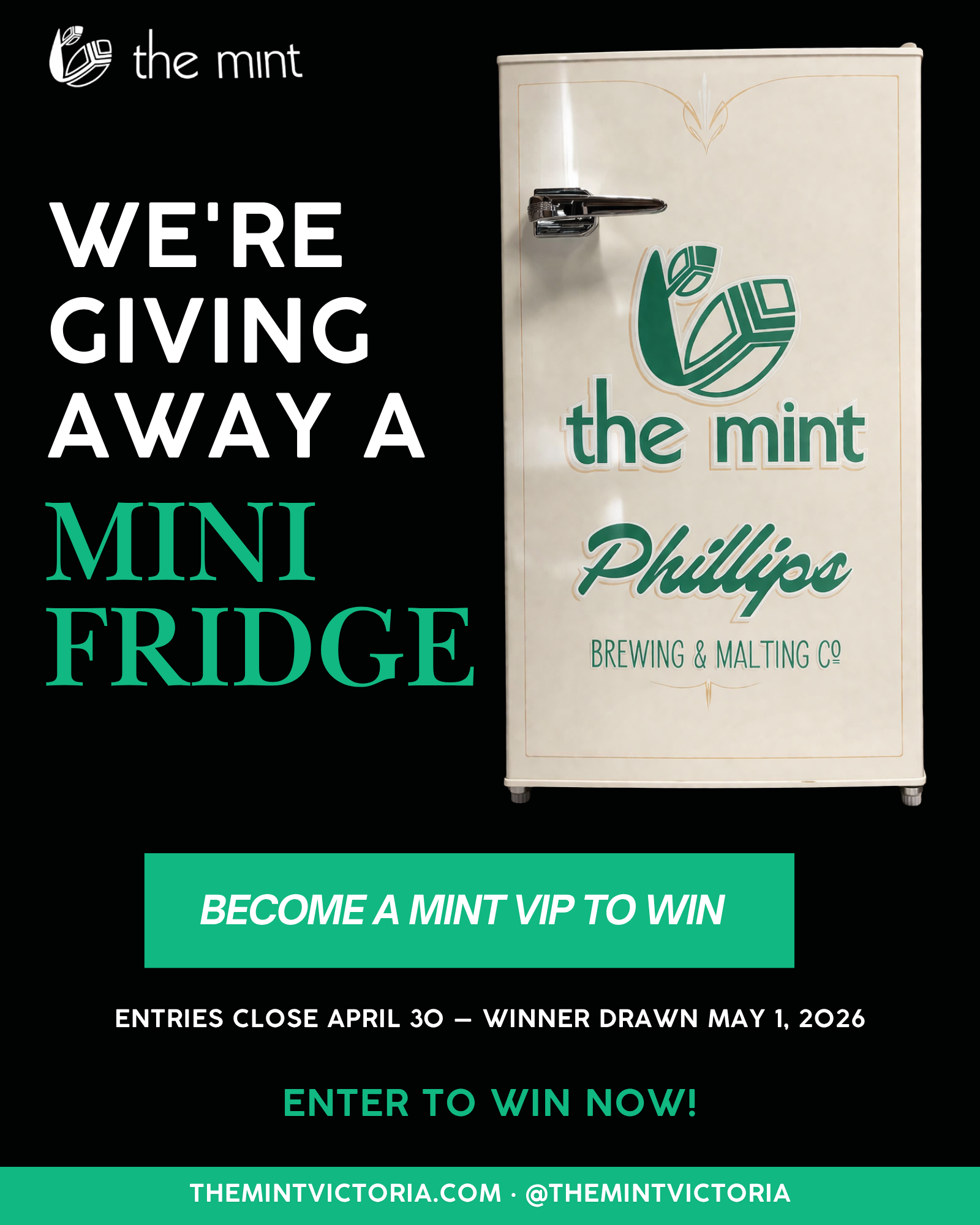 We're giving away a Phillips Brewing × The Mint mini fridge. Become a Mint VIP to win. Entries close April 30 – winner drawn May 1, 2026.